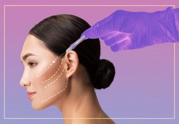a woman being prepared for a face lift surgery