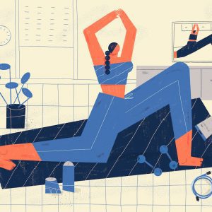 an illustration of a woman working out at home
