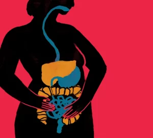 an illustration of a woman's digestive system