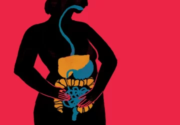 an illustration of a woman's digestive system