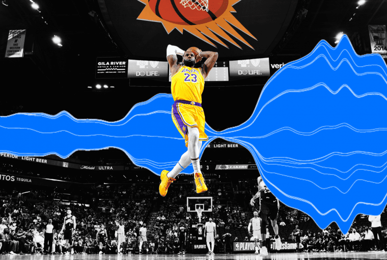 a basketball player and a graphic showing profits