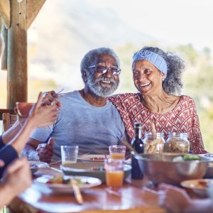 a senior couple enjoying being outdoors