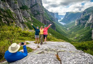 a group of people getting their picture taken in Newfoundland