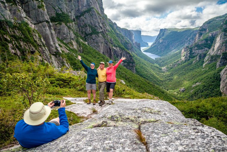 a group of people getting their picture taken in Newfoundland
