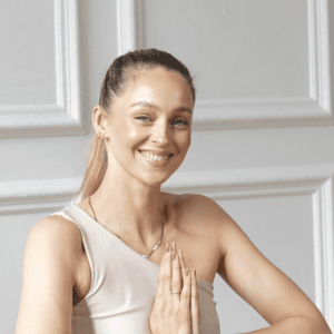 a woman with heart's centre in yoga