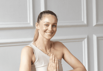 a woman with heart's centre in yoga
