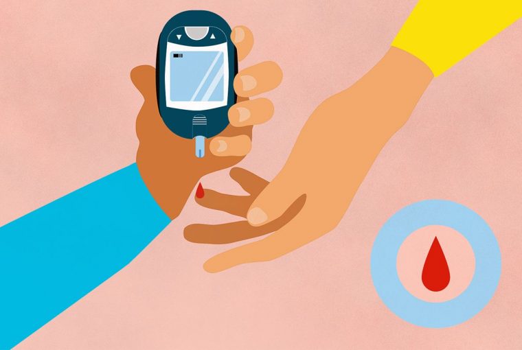 an illustration of a person testing their blood sugar