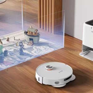 robot vacuum cleaning a house