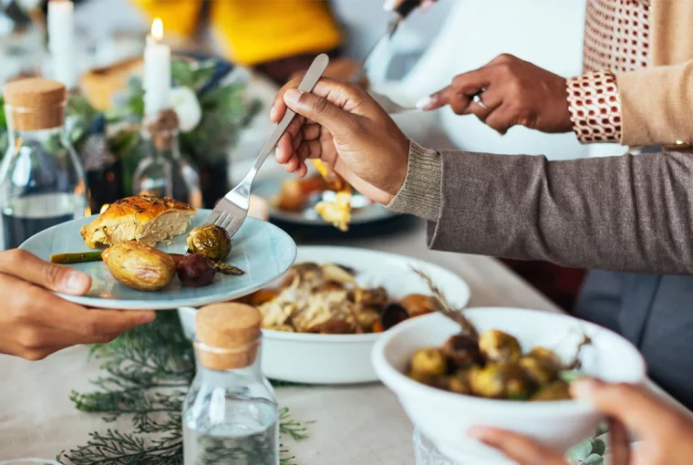a family celebrating over the holidays