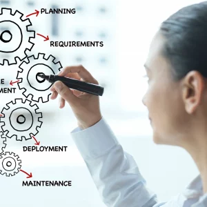 a woman writing on a digital image