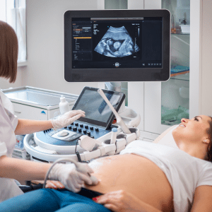 a woman receiving an ultrasound