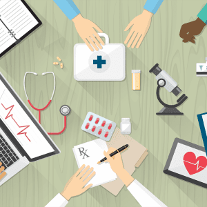 an illustration of a variety of health care images