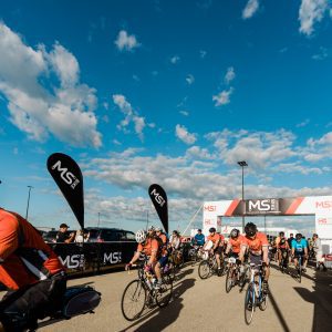 a group of riders biking