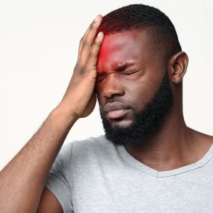 a man suffering post-concussion symptoms