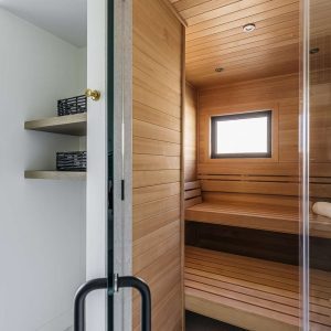 an image showing a steam room and a dry sauna