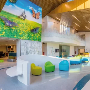 a colourful room in an office