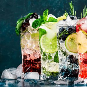 an assortment of alcohol free beverages