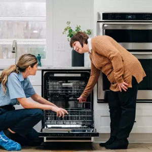 a client discussing an appliance repair