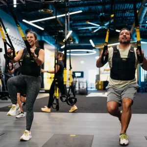 a couple in a weighted vest
