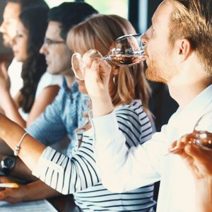 a group at a wine tasting