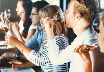 a group at a wine tasting