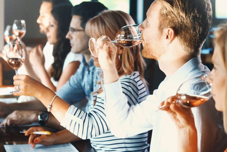 a group at a wine tasting