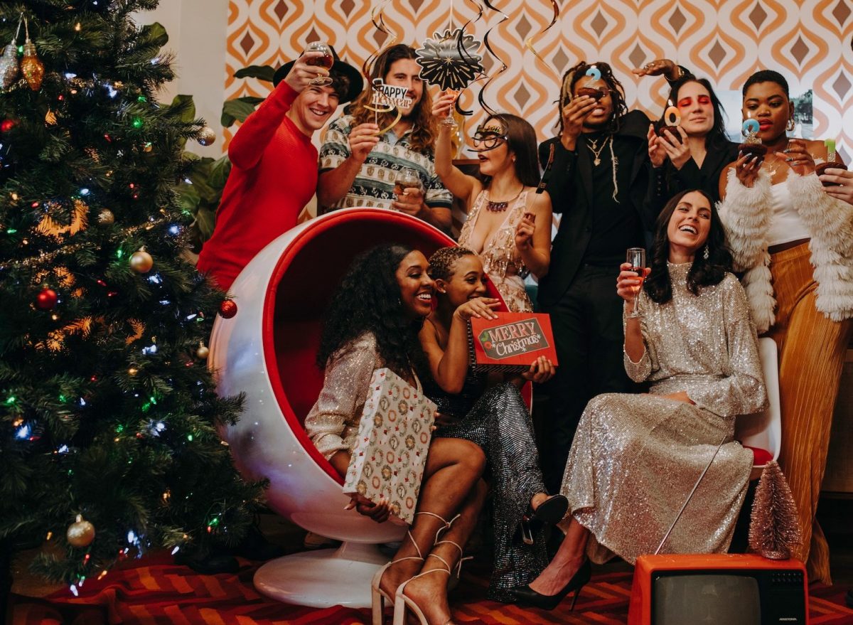 a group of friends celebrating Christmas
