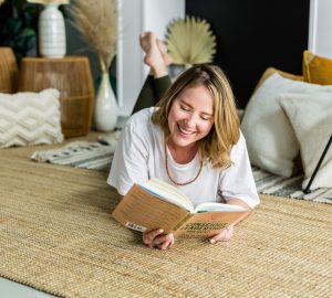 a woman reading a book