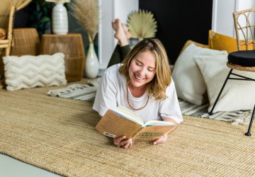 a woman reading a book