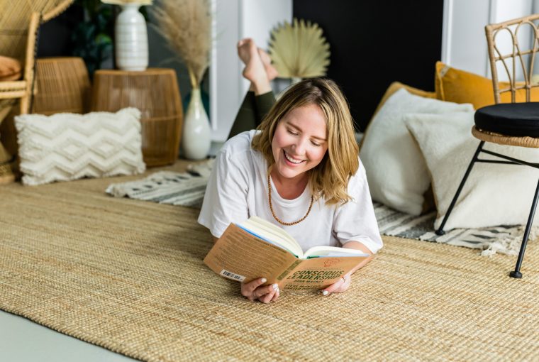 a woman reading a book