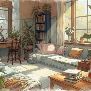 an analog room with plants