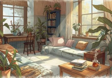 an analog room with plants