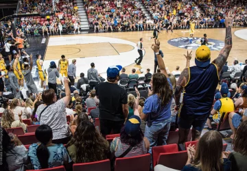 a group of fans cheering