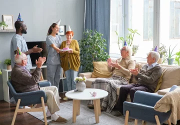 a group of seniors in a care facility