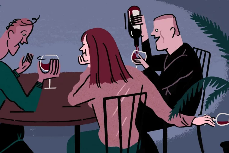 an illustration of someone pouring out a glass of wine