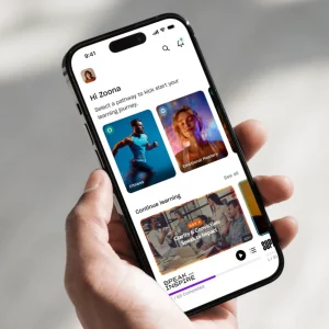 a person holding their phone with an app open