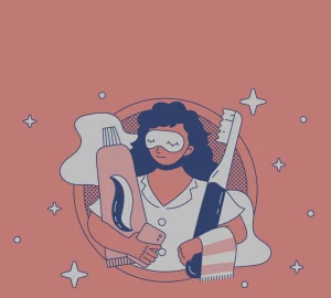 an illustration of a woman getting ready for bed