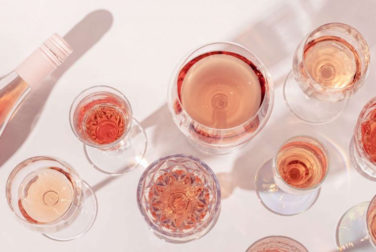an assortment of rose wines