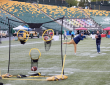 a man throwing a football