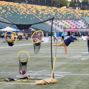 a man throwing a football