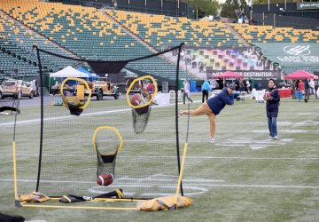 a man throwing a football