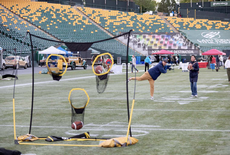 a man throwing a football