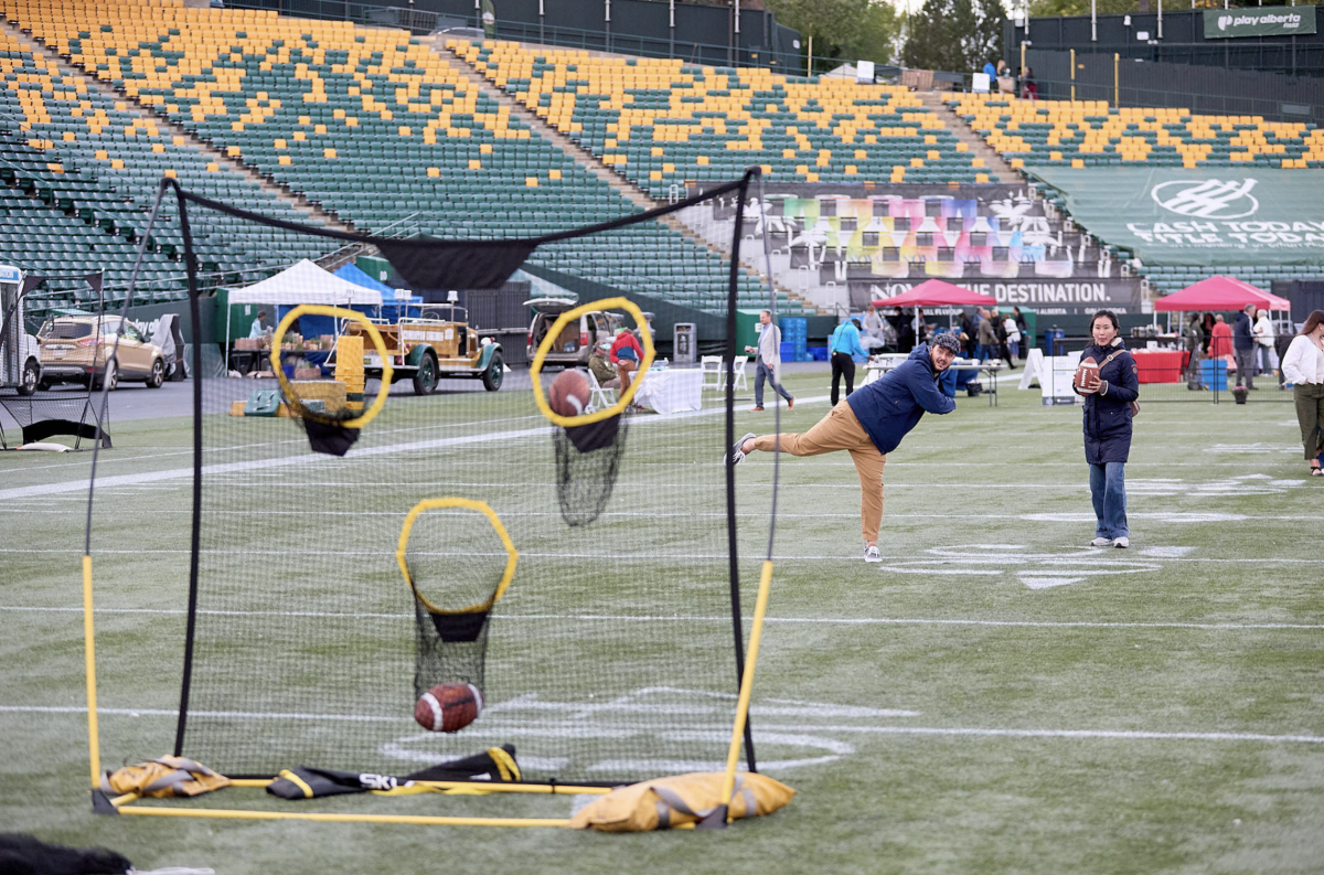 a man throwing a football