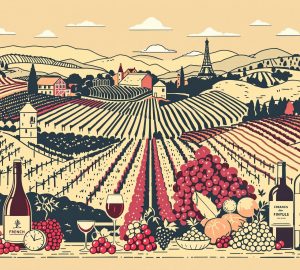 an illuatration of a wine growing region