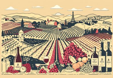an illuatration of a wine growing region