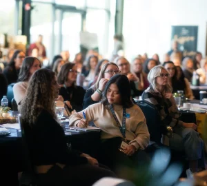 a group of women in a conference