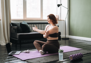 a woman stretching