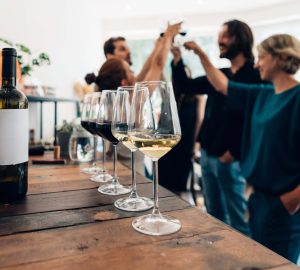 a group enjoying a wine tasting