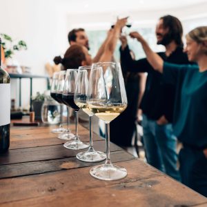 a group enjoying a wine tasting