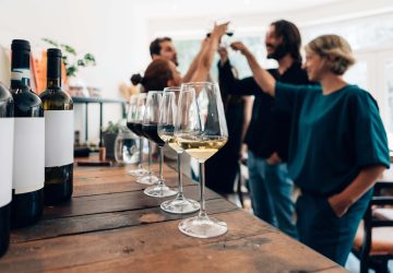 a group enjoying a wine tasting